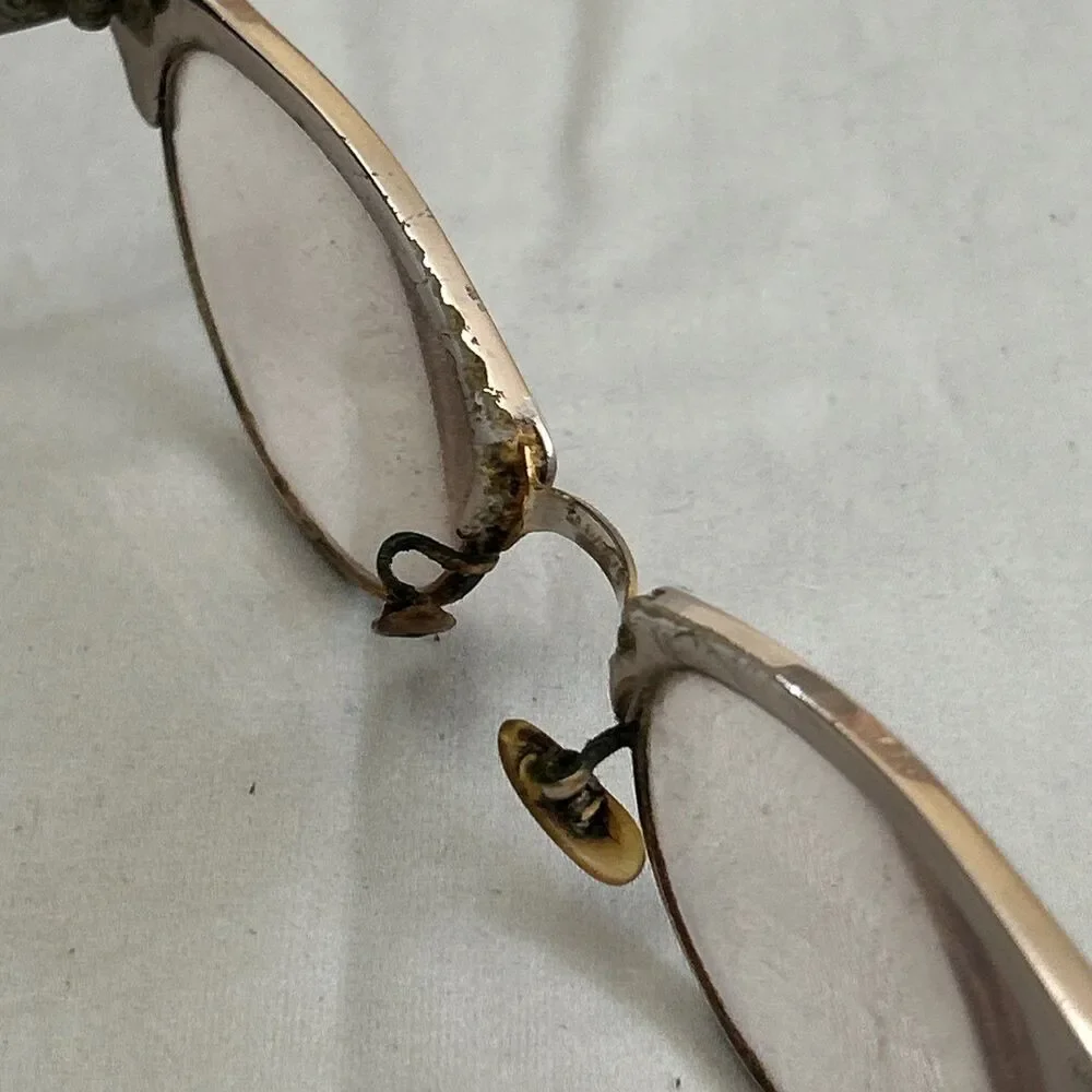 Vintage Distressed 50’s 60s Gold Cat Eye Glasses Eyeglasses  12 K GF 5 1/2